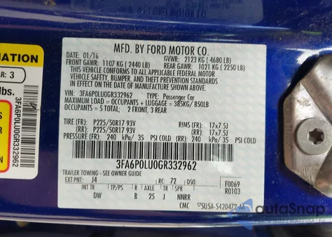 2016 Ford Fusion Hybrid Se from USA, damaged, VIN 3FA6P0LU0GR332962
